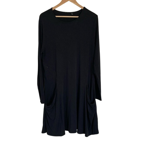 Betabrand Womens Summer Nights Black Tunic Dress Size L Knit‎ Modal Silk Casual - Picture 1 of 11